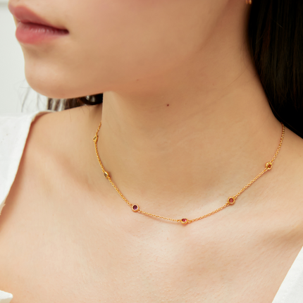Rainbow Gemstone Necklace in 18k Gold Vermeil