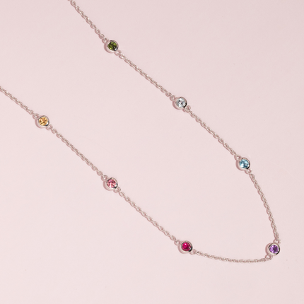 Rainbow Gemstone Necklace in Sterling Silver