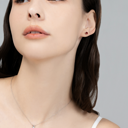 Garnet Pendant Necklace in Sterling Silver