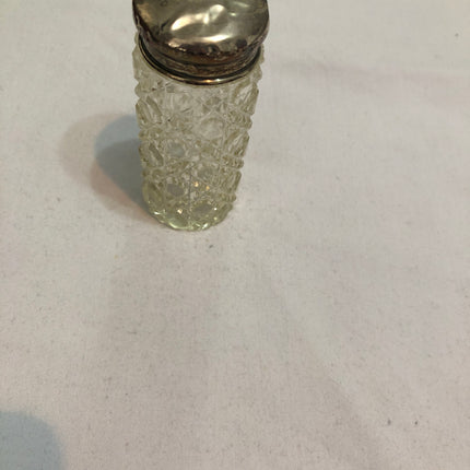 Antique Silver Topped Glass Dressing Table Pot.