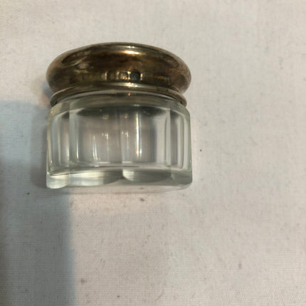 Antique Silver Topped Dressing Table Pot.