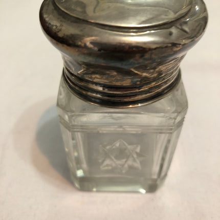 Antique Silver Topped Cut Glass Dressing Table Jar.