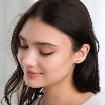 Blue Topaz Round Stud Earrings 6 mm in Sterling Silver