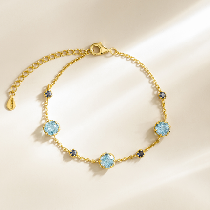 Blue Sapphire & Blue Topaz Bracelet in 18k Gold Vermeil