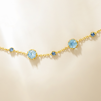 Blue Sapphire & Blue Topaz Jewellery Set in 18k Gold Vermeil