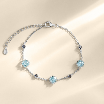 Blue Sapphire & Blue Topaz Bracelet in Sterling Silver