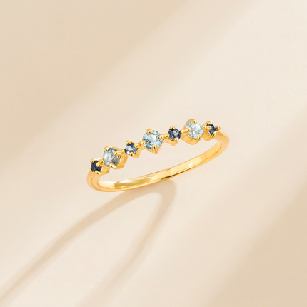 Blue Sapphire & Blue Topaz Stackable Half Eternity Band in 18K Gold Vermeil