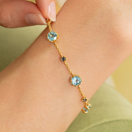 Blue Sapphire & Blue Topaz Jewellery Set in 18k Gold Vermeil