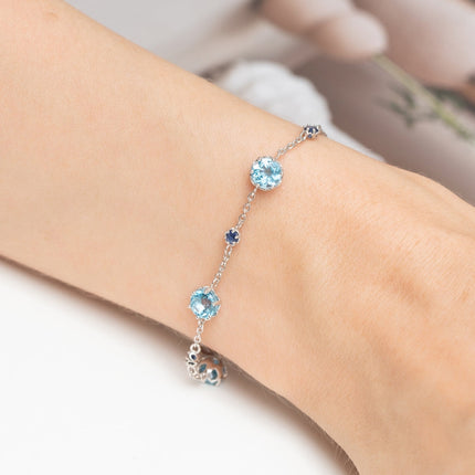 Blue Sapphire & Blue Topaz Jewellery Set in Sterling Silver