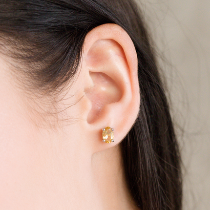 Citrine Oval Stud Earrings in Sterling Silver
