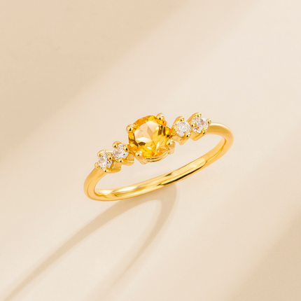 Citrine Five Stone Ring in 18k Gold Vermeil