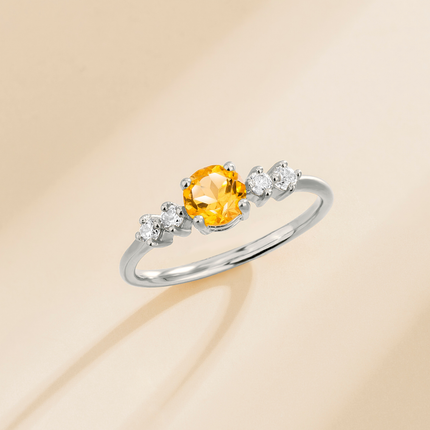 Citrine Five Stone Ring in Sterling Silver