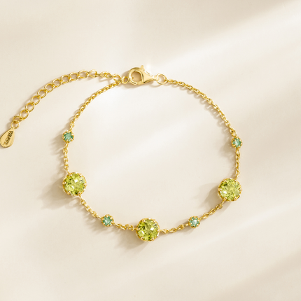 Emerald & Peridot Bracelet in 18k Gold Vermeil