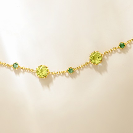 Emerald & Peridot Bracelet in 18k Gold Vermeil
