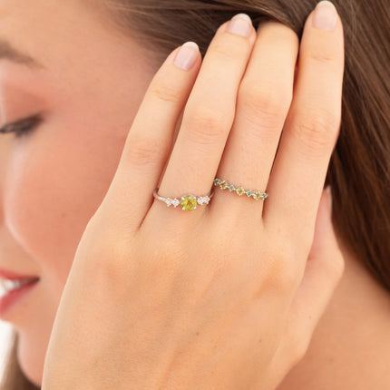 Emerald & Peridot Stackable Half Eternity Band in Sterling Silver