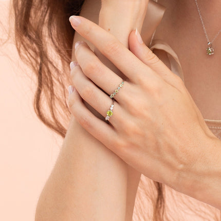 Emerald & Peridot Stackable Half Eternity Band in Sterling Silver