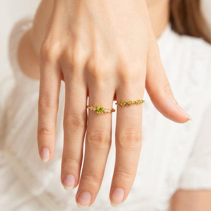 Peridot Five Stone Ring in 18k Gold Vermeil