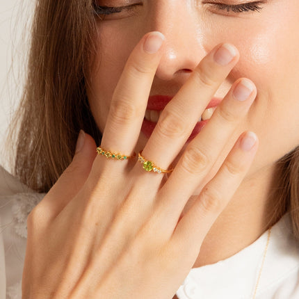 Peridot Five Stone Ring in 18k Gold Vermeil