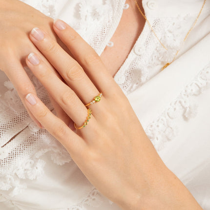 Peridot Five Stone Ring in 18k Gold Vermeil