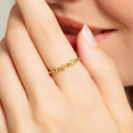 Emerald & Peridot Stackable Half Eternity Band in 18K Gold Vermeil