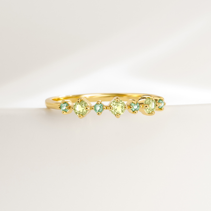 Emerald & Peridot Stackable Half Eternity Band in 18K Gold Vermeil