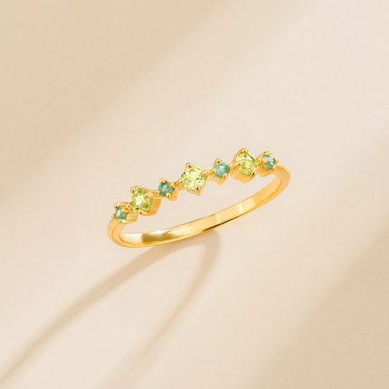 Emerald & Peridot Stackable Half Eternity Band in 18K Gold Vermeil