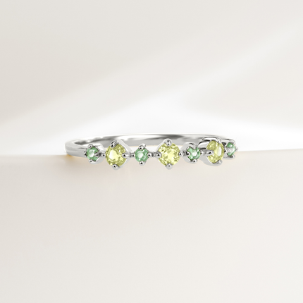 Emerald & Peridot Stackable Half Eternity Band in Sterling Silver