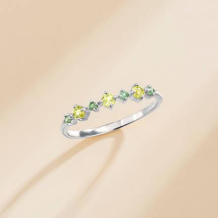 Emerald & Peridot Stackable Half Eternity Band in Sterling Silver