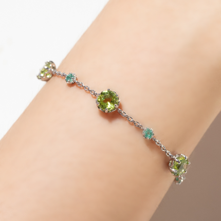Emerald & Peridot Jewellery Set in Sterling Silver