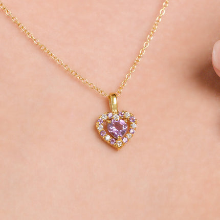 Purple Heart Lavender Amethyst Pendant Necklace in 18k Gold Vermeil