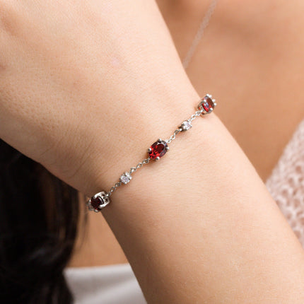 Garnet Bracelet in Sterling Silver