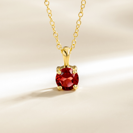 Garnet Solitaire Pendant Necklace in 18k Gold Vermeil