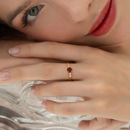 Garnet Everyday Jewellery Gift Set in 18k Gold Vermeil