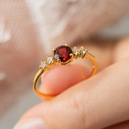 Garnet Five Stone Ring in 18k Gold Vermeil
