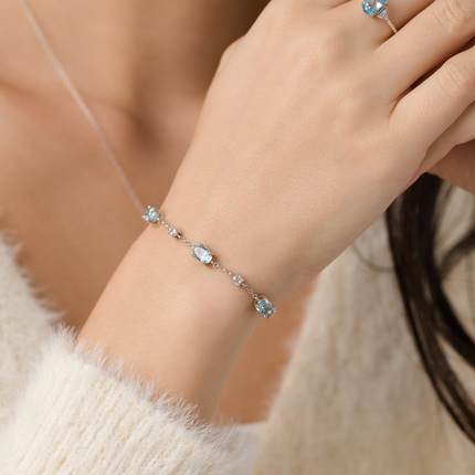 Complete Set - Blue Topaz Jewellery Set in Sterling Silver