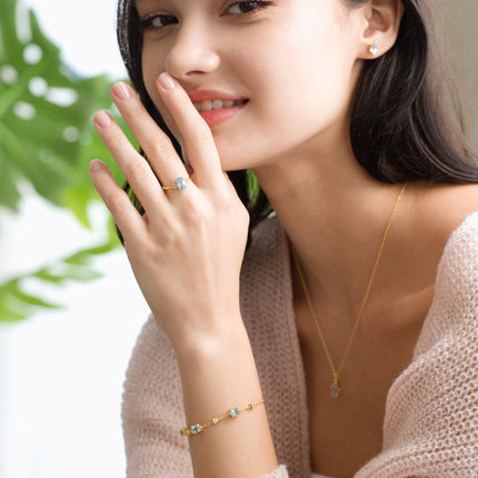 Mini Set 1  - Blue Topaz Jewellery Set in 18k Gold Vermeil