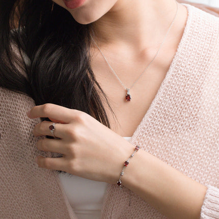Garnet Bracelet in Sterling Silver
