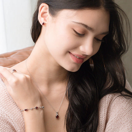 Mini Set 1 - Garnet Jewellery Set in Sterling Silver