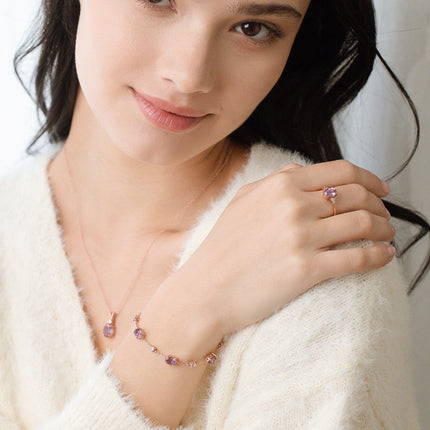Mini Set 1 - Amethyst Jewellery Set in 18k Rose Gold Vermeil