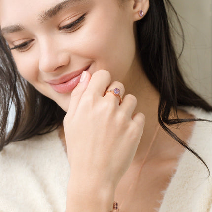 Mini Set 1 - Amethyst Jewellery Set in 18k Rose Gold Vermeil