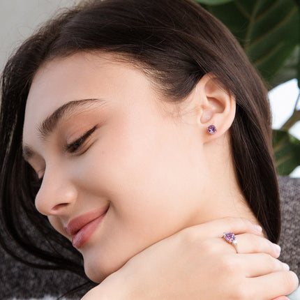 Lavender Amethyst Three Stone Ring in Sterling Silver