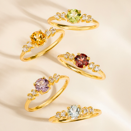 Peridot Five Stone Ring in 18k Gold Vermeil