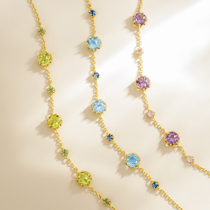 Pink Sapphire & Amethyst Bracelet in 18k Gold Vermeil