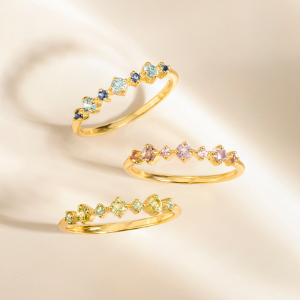 Emerald & Peridot Stackable Half Eternity Band in 18K Gold Vermeil