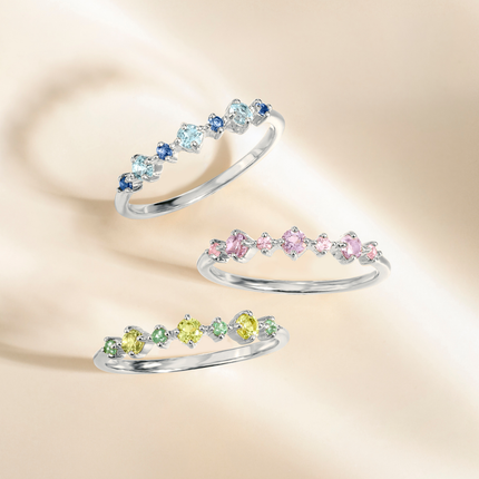 Emerald & Peridot Stackable Half Eternity Band in Sterling Silver