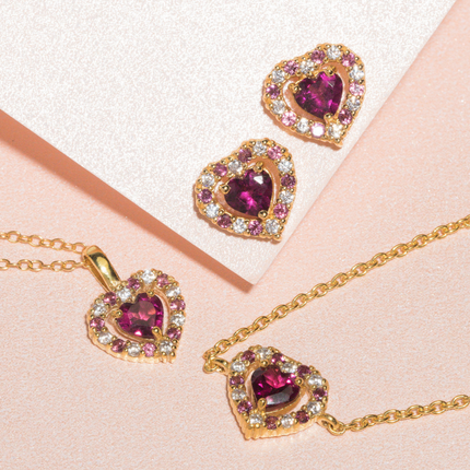 Red Heart Rhodolite Garnet Bracelet in 18k Gold Vermeil