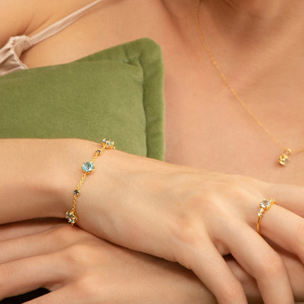 Blue Sapphire & Blue Topaz Jewellery Set in 18k Gold Vermeil