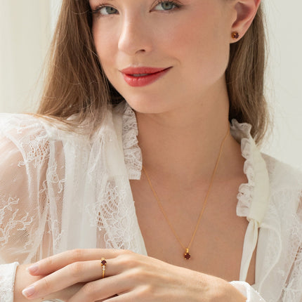 Garnet Five Stone Ring in 18k Gold Vermeil