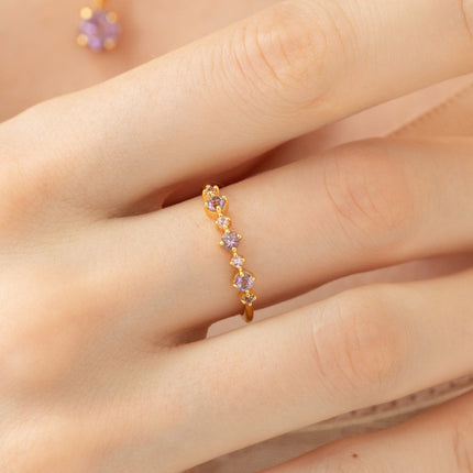 Pink Sapphire & Amethyst Stackable Half Eternity Band in 18k Gold Vermeil