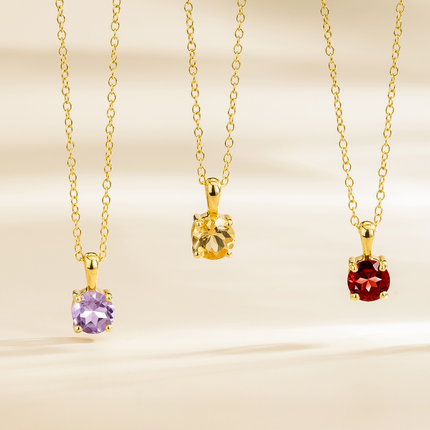 Citrine Solitaire Pendant Necklace in 18k Gold Vermeil